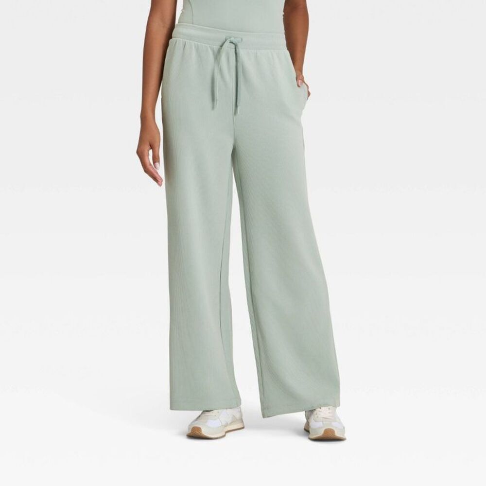 All In Motion - Women's Airy Sleek Ribbed Wide Leg Sweatpants - Al Green